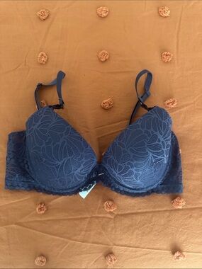 Lace Push-Up Bra in Navy Blue - Women Intimates- 36C